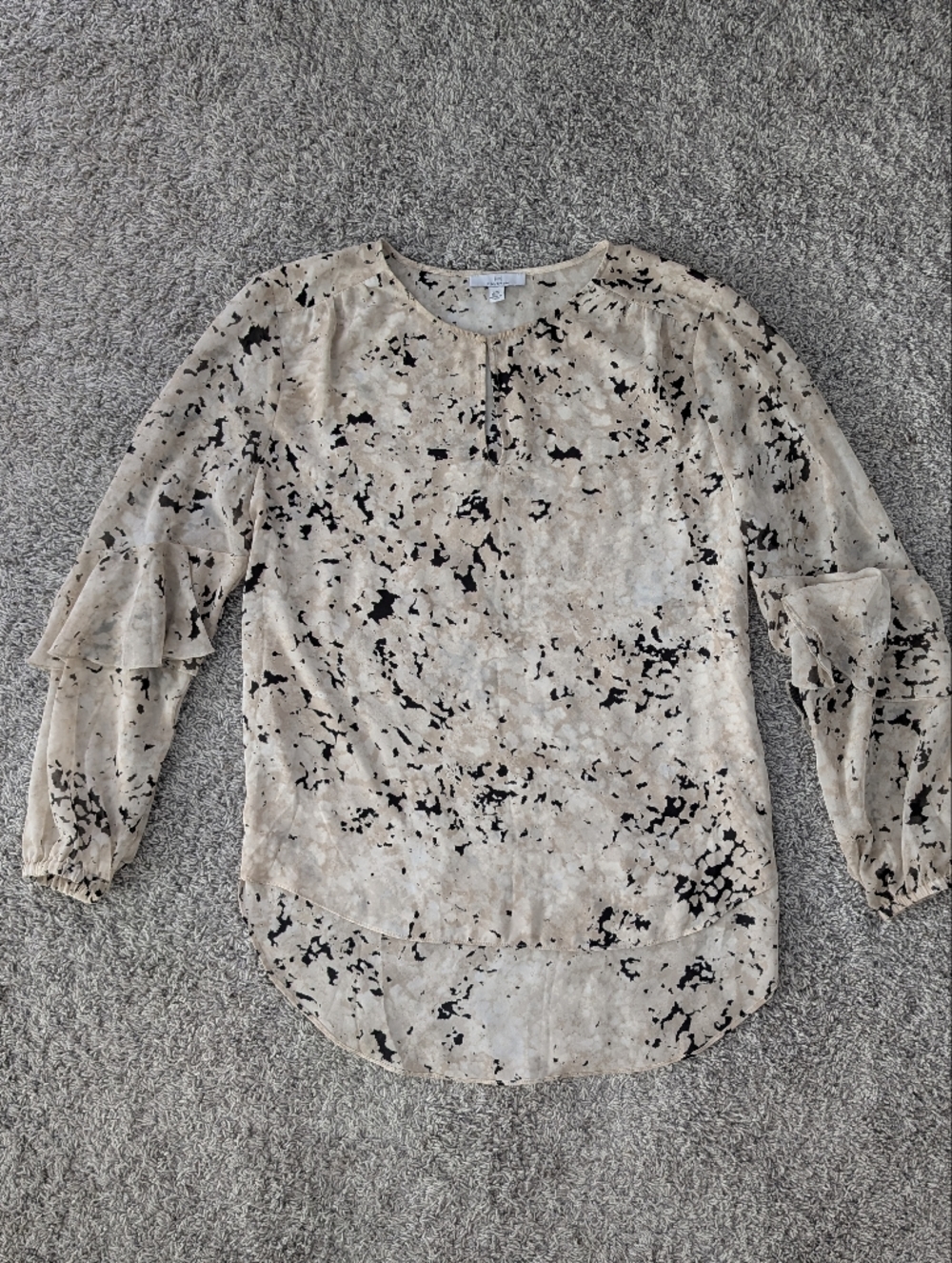 Halston Heritage Beige and Black Abstract Print Blouse
